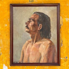 Vintage Boho Signed Original Oil Portrait on Board