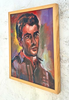 Vintage Boho Retrato Original Firmado Pintura al Óleo sobre Lienzo