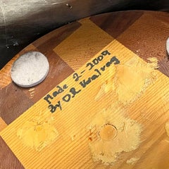 Vintage Boho Signed Patchwork Wood Vase