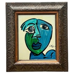 Vintage Boho Signed Robert Kiel Original Oil Painting on Glass