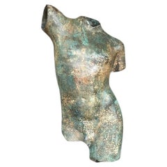 Vintage Boho Signed Sculpture of Male Torso