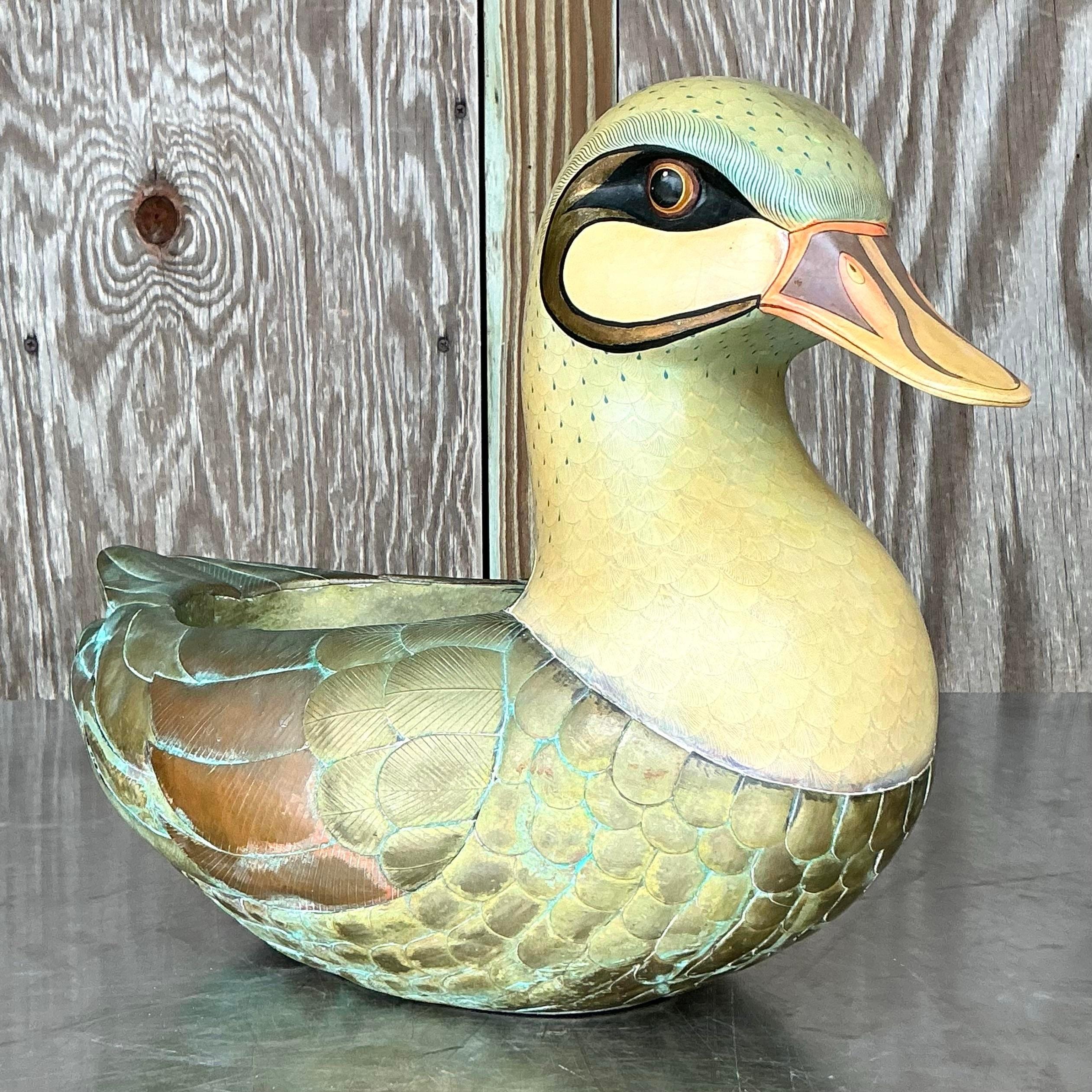 Vintage Boho Signed Sergio Bustamante Duck Planter In Good Condition For Sale In West Palm Beach, FL