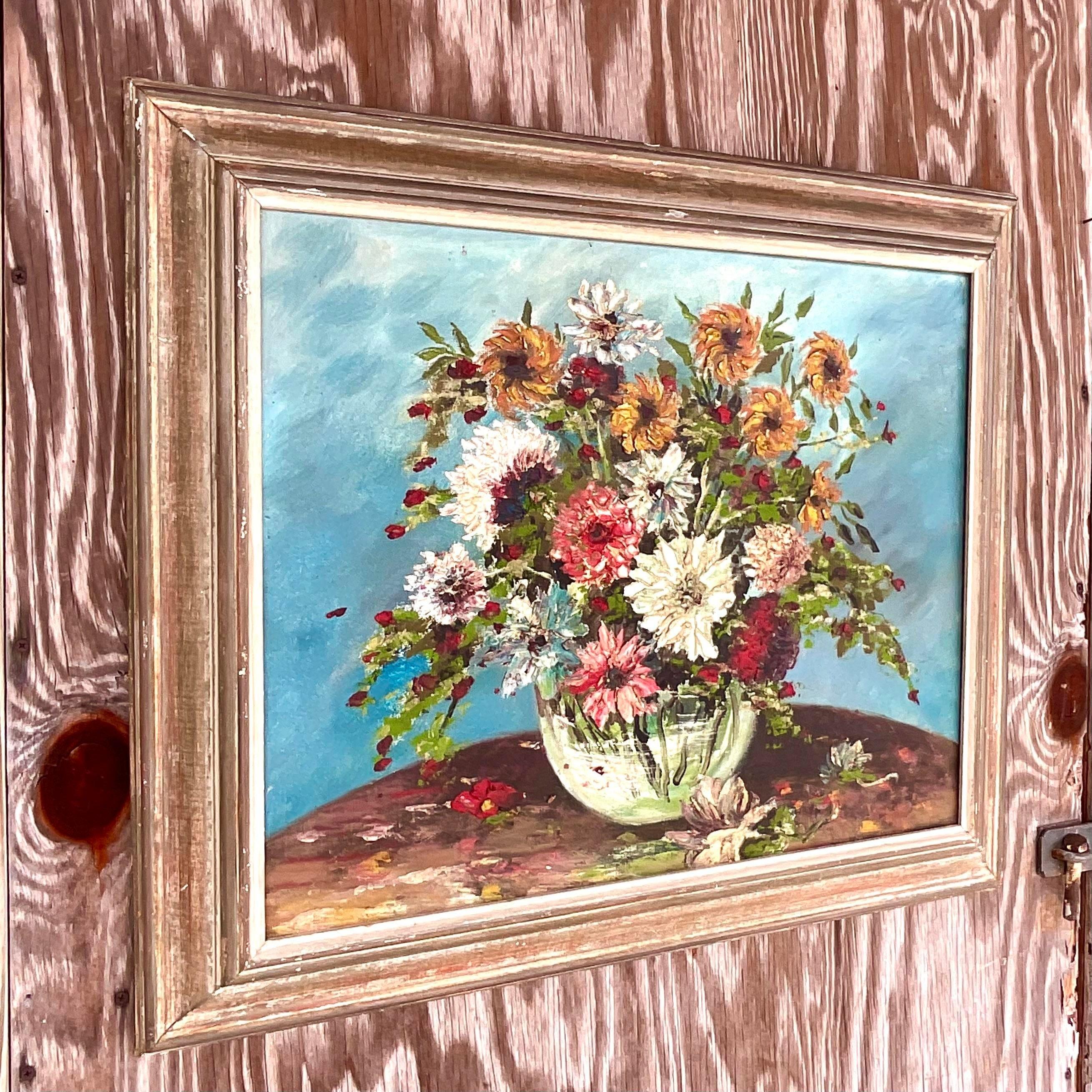 20th Century Vintage Boho Signed Signed Original Oil Painting on Canvas For Sale