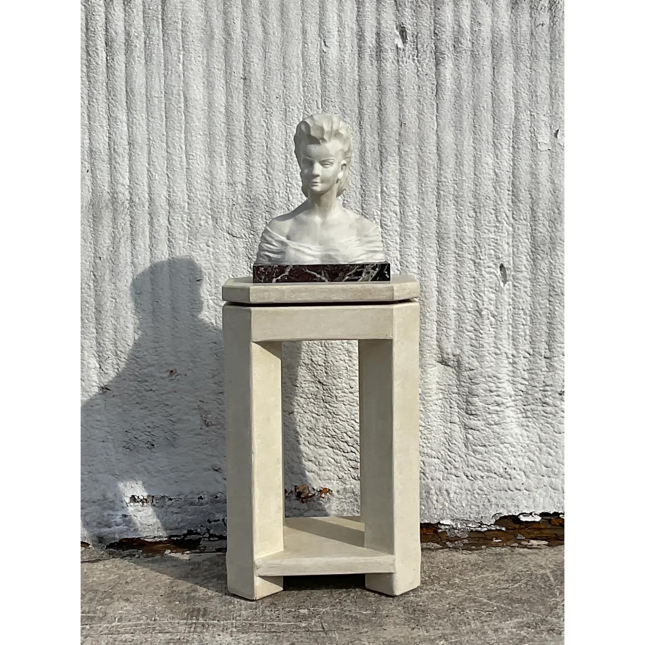 Vintage Boho Signed Stone Bust of Female For Sale 2