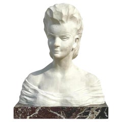 Vintage Boho Busto de mujer firmado en piedra