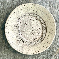 Vintage Boho Signed Studio Pottery Dot Plate
