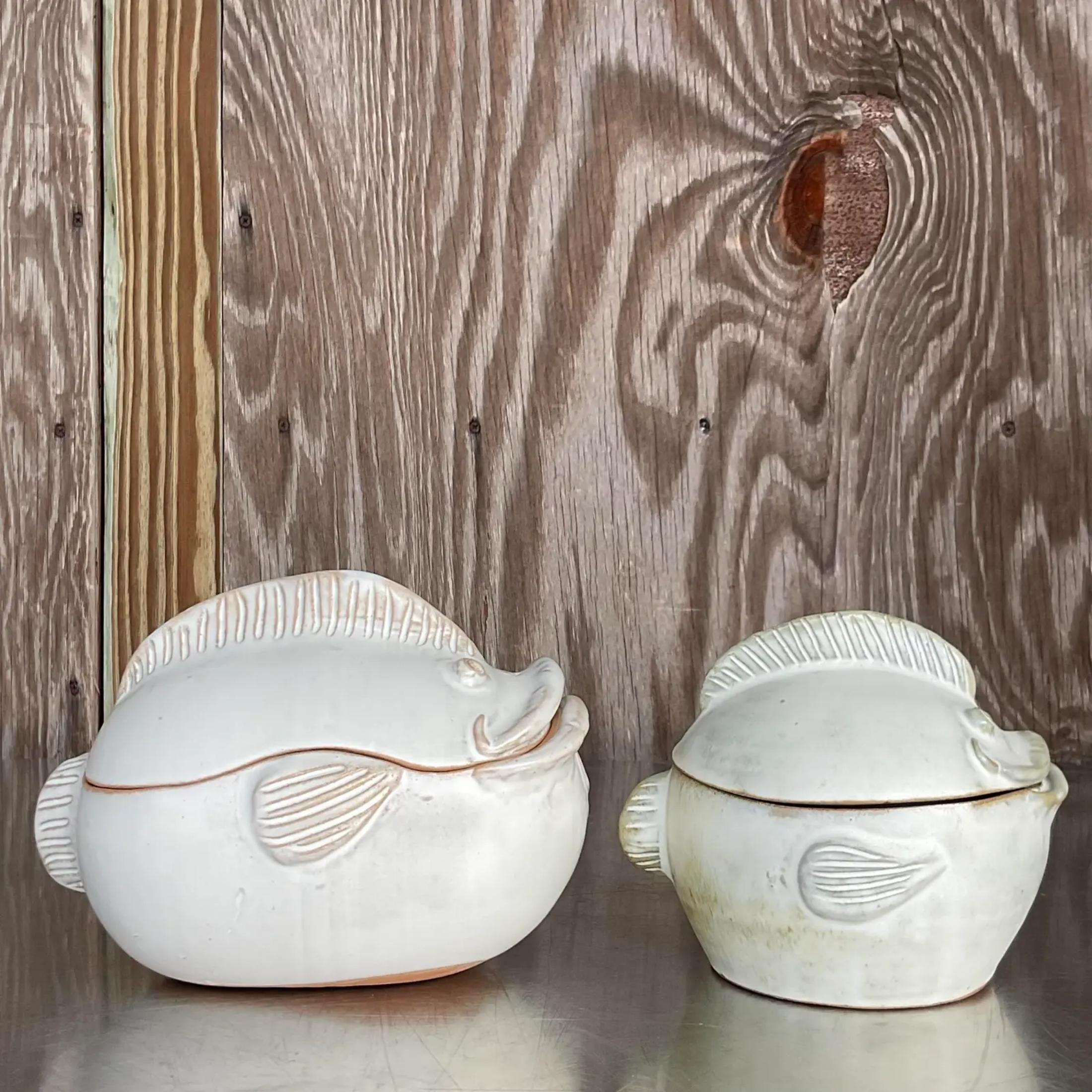 Vintage Boho Signed Studio Pottery Lidded Bowls - Set of 2 4