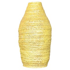 Vase moutarde vintage signé Boho Studio Pottery