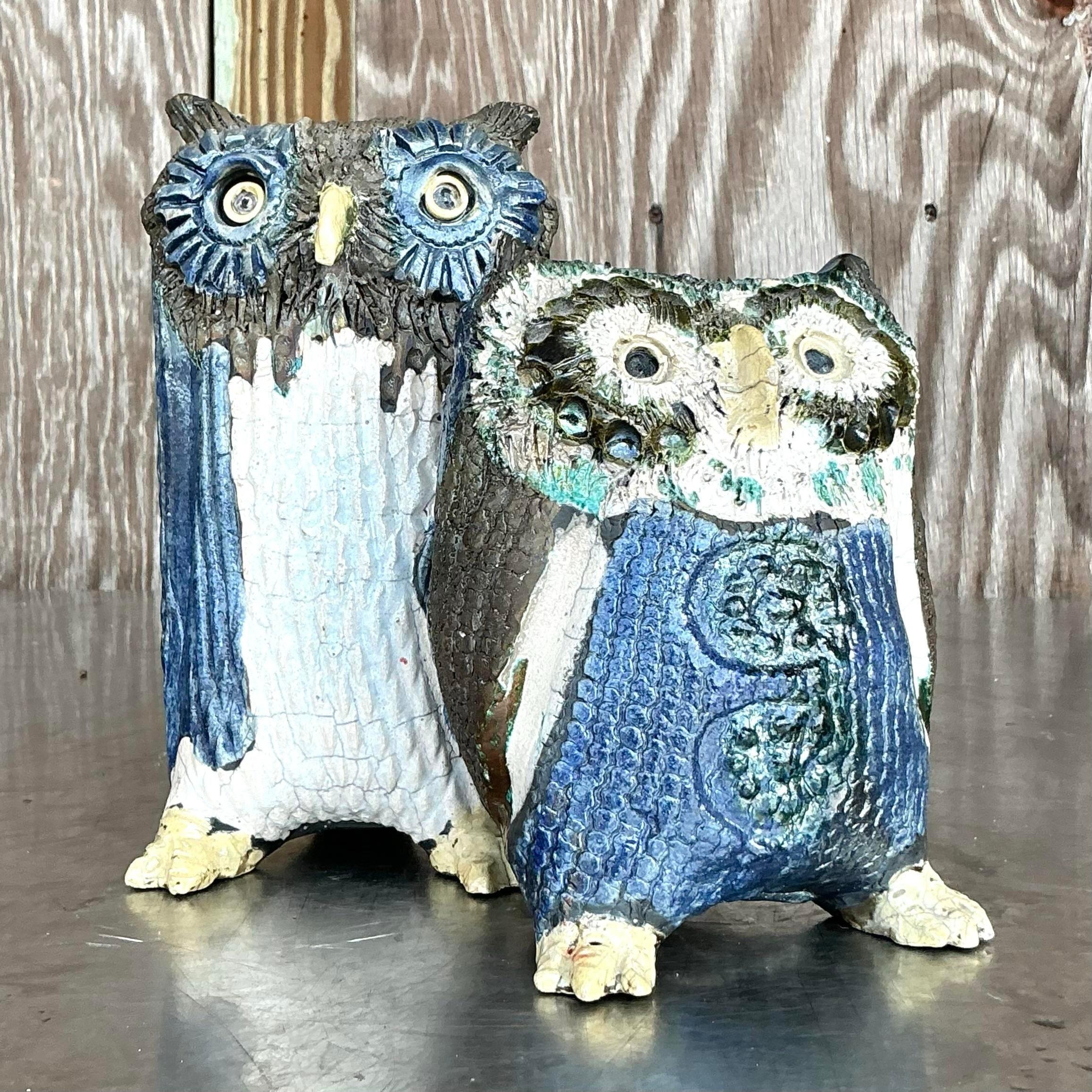 Gufi Studio Pottery vintage firmati Boho - Set di 2 in vendita 5