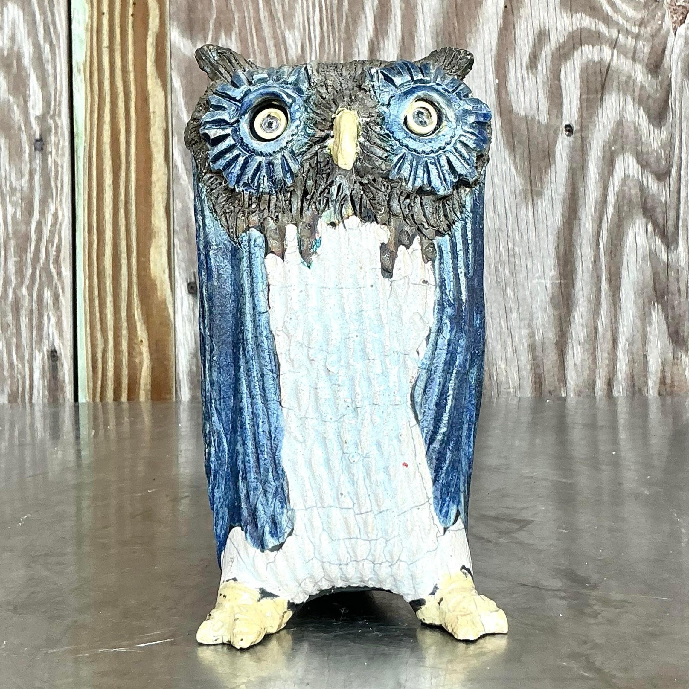 XX secolo Gufi Studio Pottery vintage firmati Boho - Set di 2 in vendita