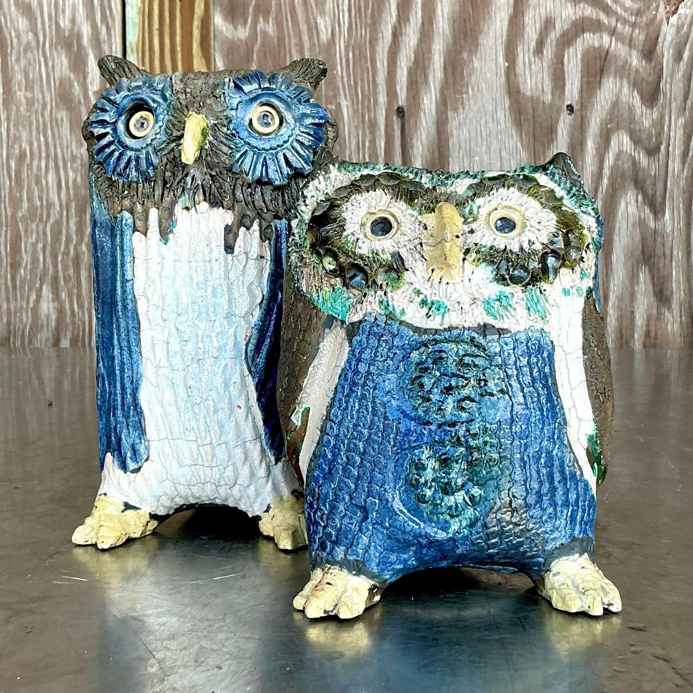 Gufi Studio Pottery vintage firmati Boho - Set di 2 in vendita 3