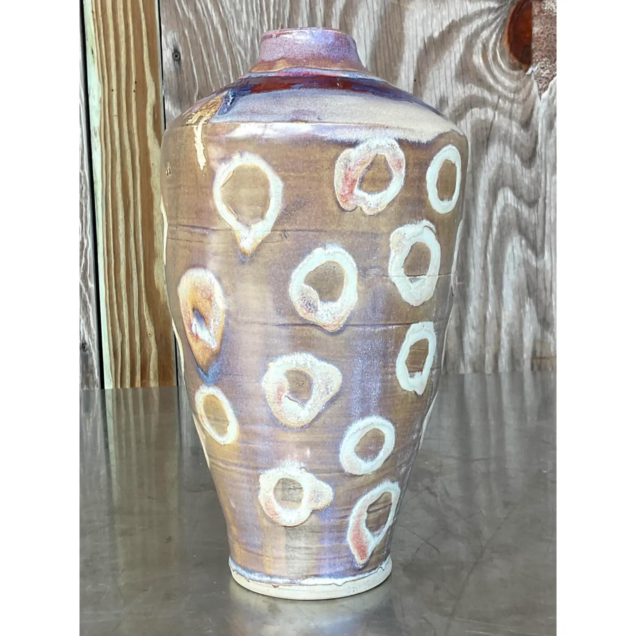 Vintage Boho, signierte Studio Pottery-Vase, Vintage (amerikanisch) im Angebot