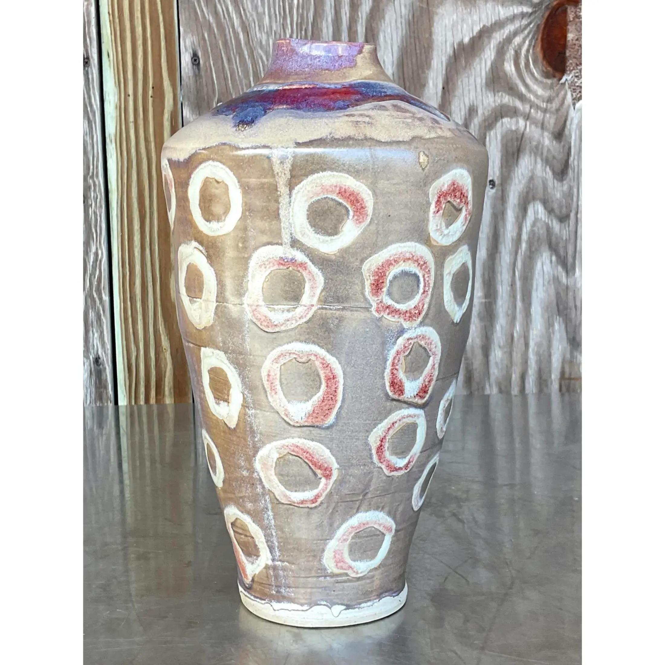 Vintage Boho, signierte Studio Pottery-Vase, Vintage im Zustand „Gut“ im Angebot in west palm beach, FL
