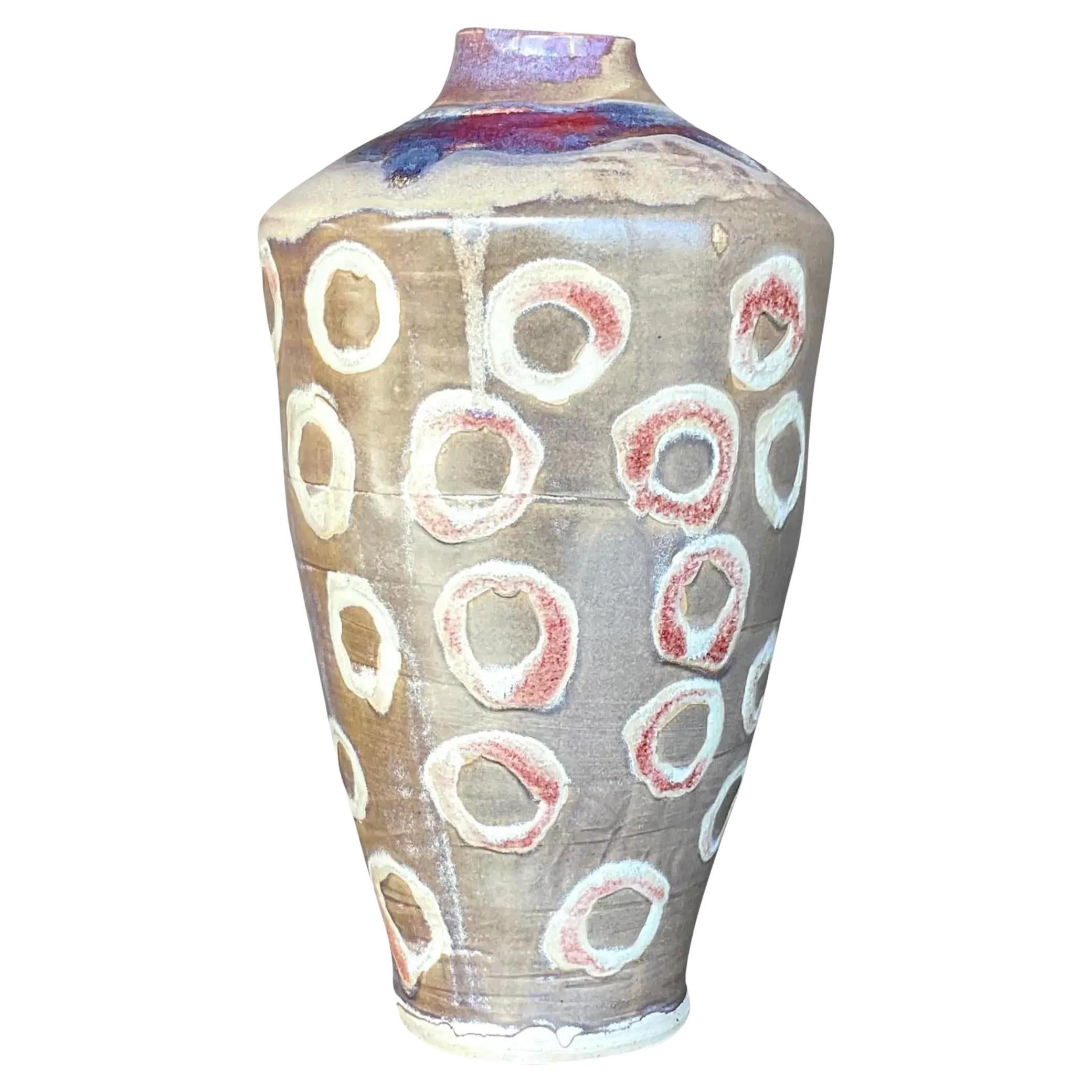 Vintage Boho, signierte Studio Pottery-Vase, Vintage im Angebot