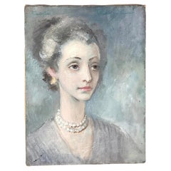 Vintage Boho Signed Z Original Oil Portrait of Woman
