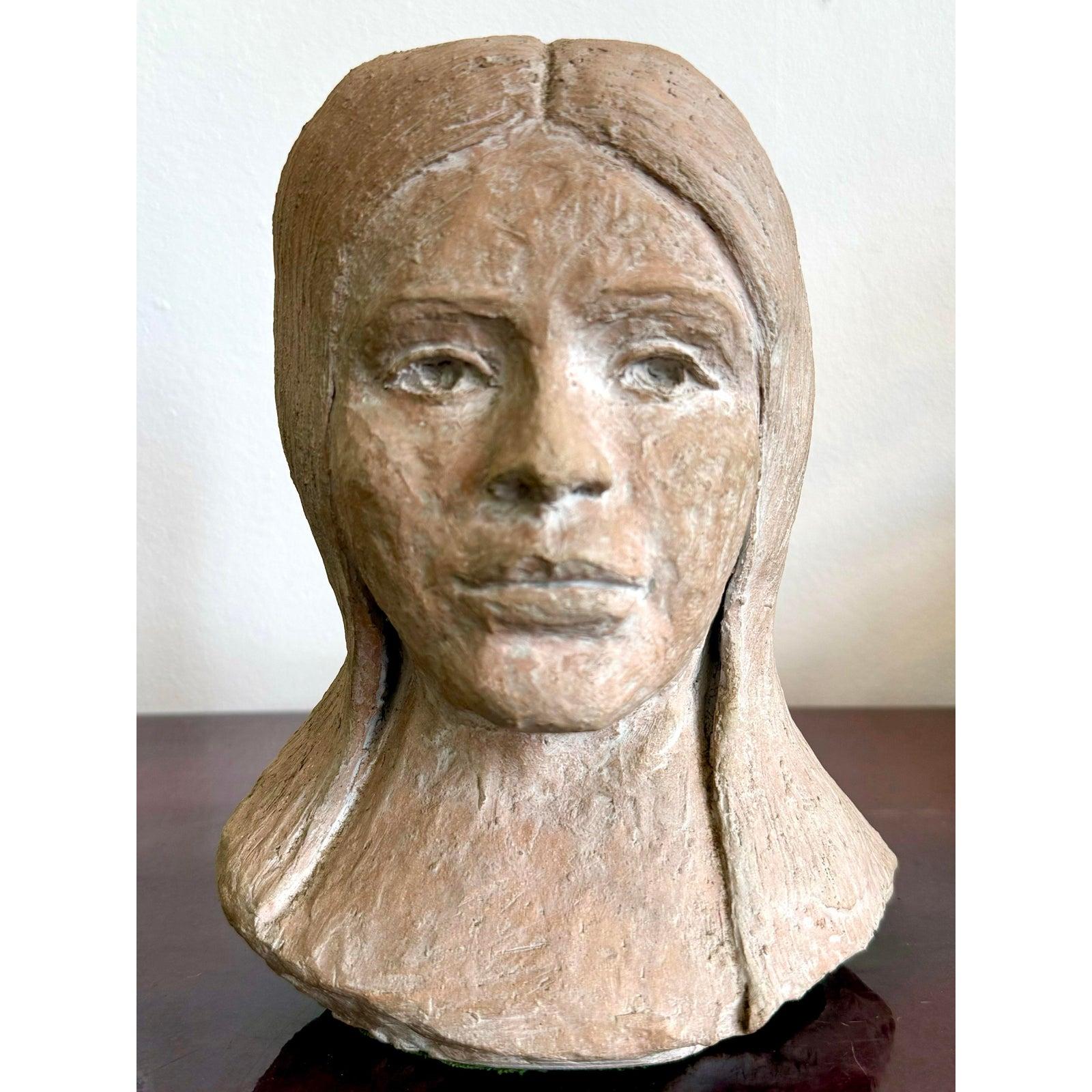 Busto di donna in ceramica vintage Boho Slab Built - 895 in vendita 4