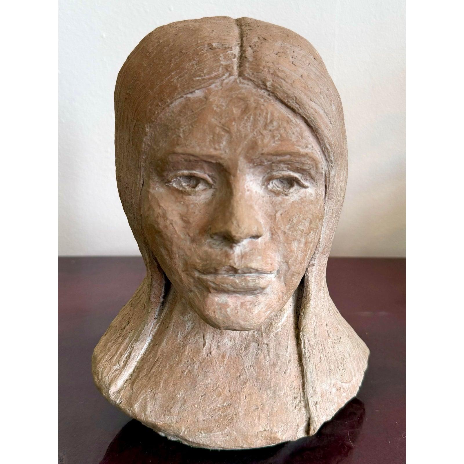 Americano Busto di donna in ceramica vintage Boho Slab Built - 895 in vendita