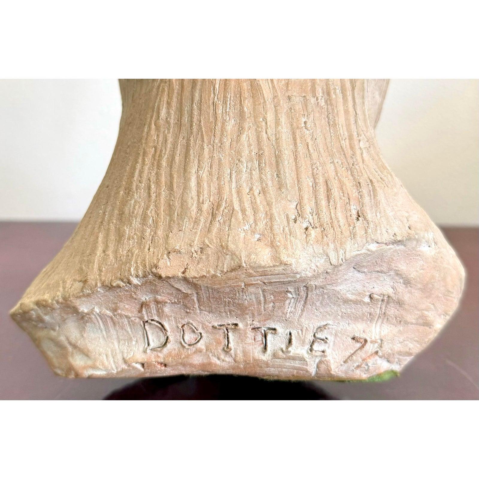 XX secolo Busto di donna in ceramica vintage Boho Slab Built - 895 in vendita