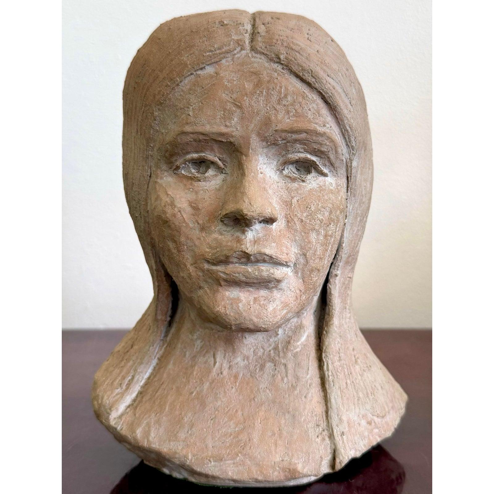 Ceramica Busto di donna in ceramica vintage Boho Slab Built - 895 in vendita