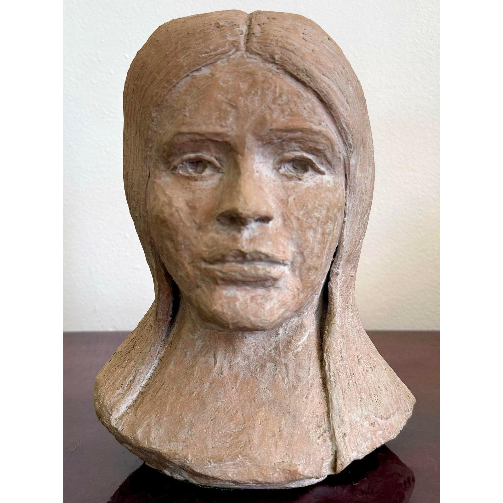 Busto di donna in ceramica vintage Boho Slab Built - 895 in vendita 1