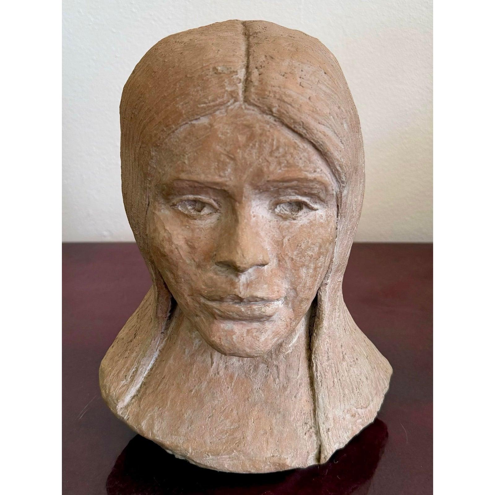 Busto di donna in ceramica vintage Boho Slab Built - 895 in vendita 3