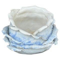 Vintage Boho Slab Built Pottery Rose Bowl