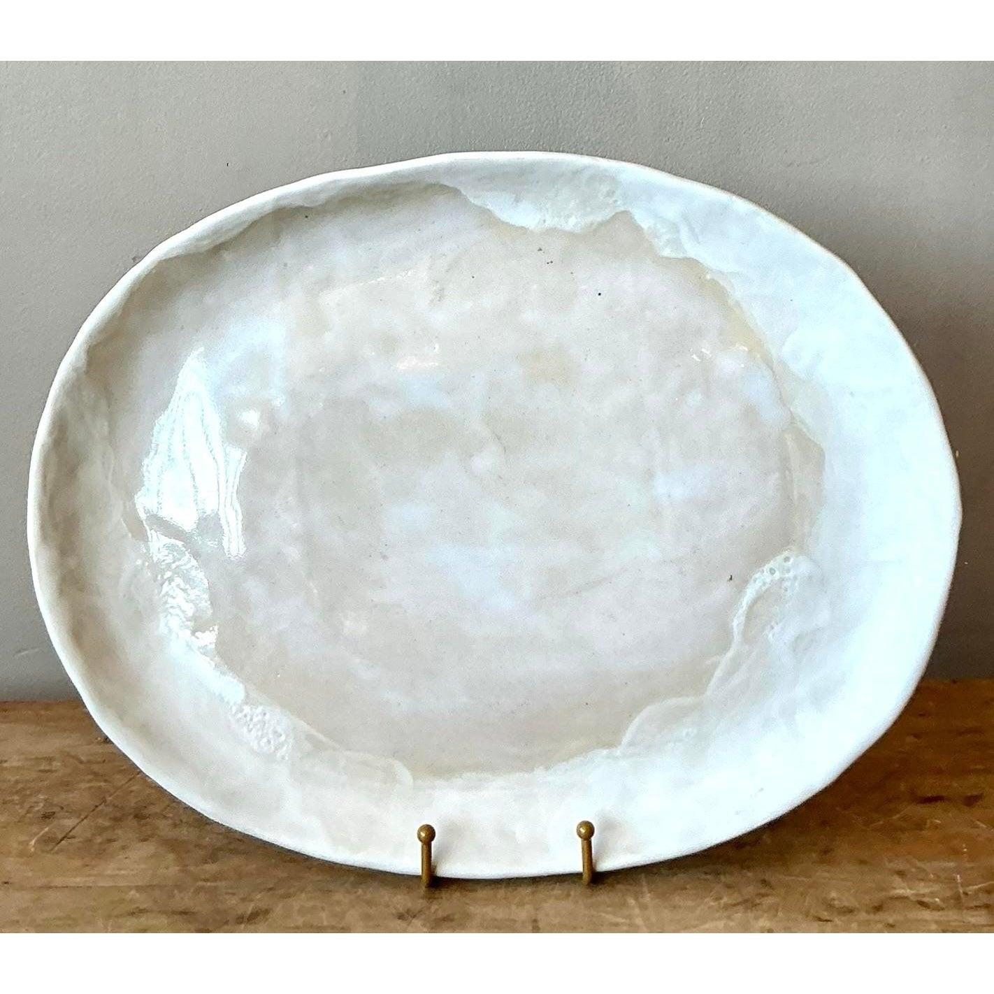 Vintage Boho Slab Built Stdio Pottery Platter For Sale 1