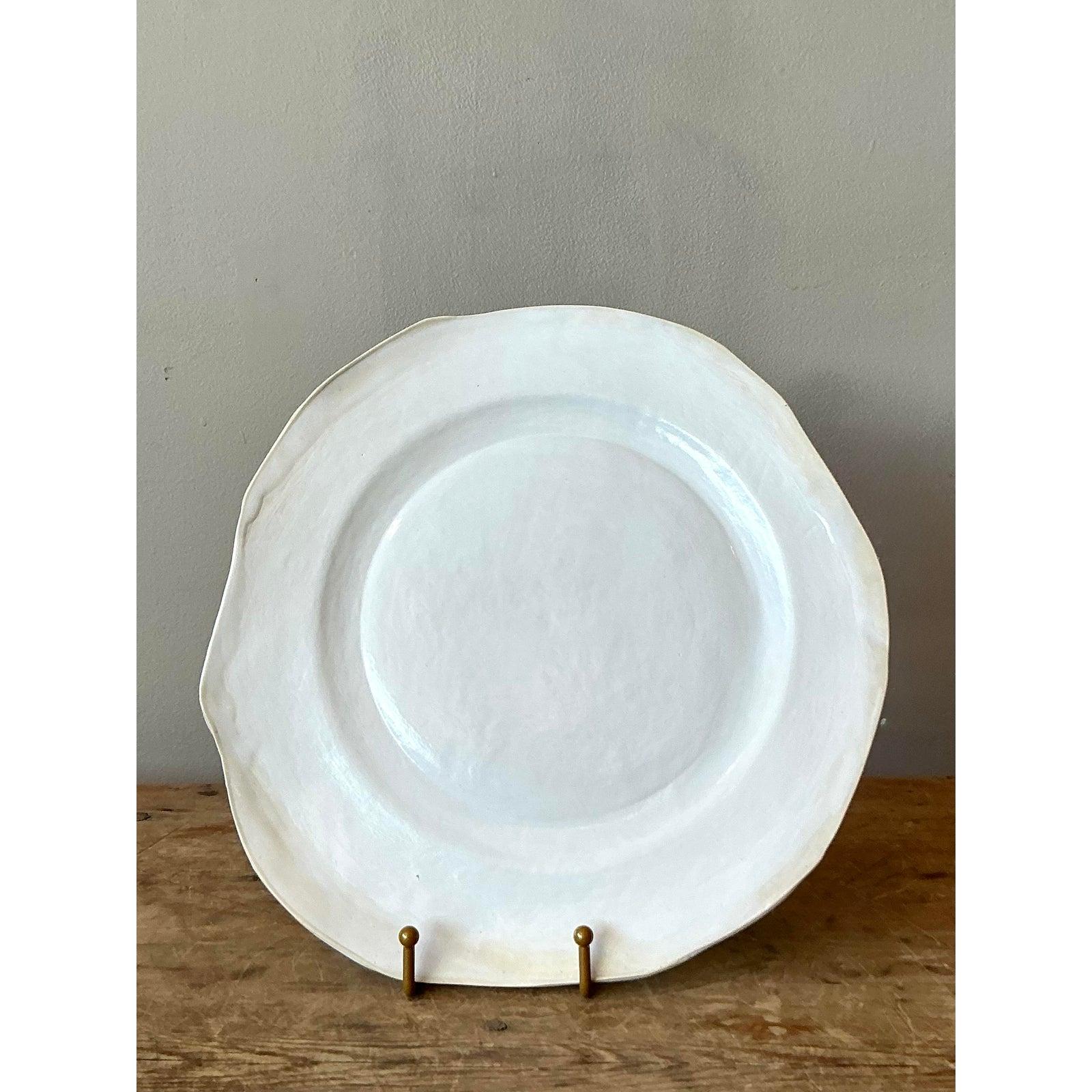 Vintage Boho Slab Built Studio Pottery Platter In Good Condition For Sale In West Palm Beach, FL