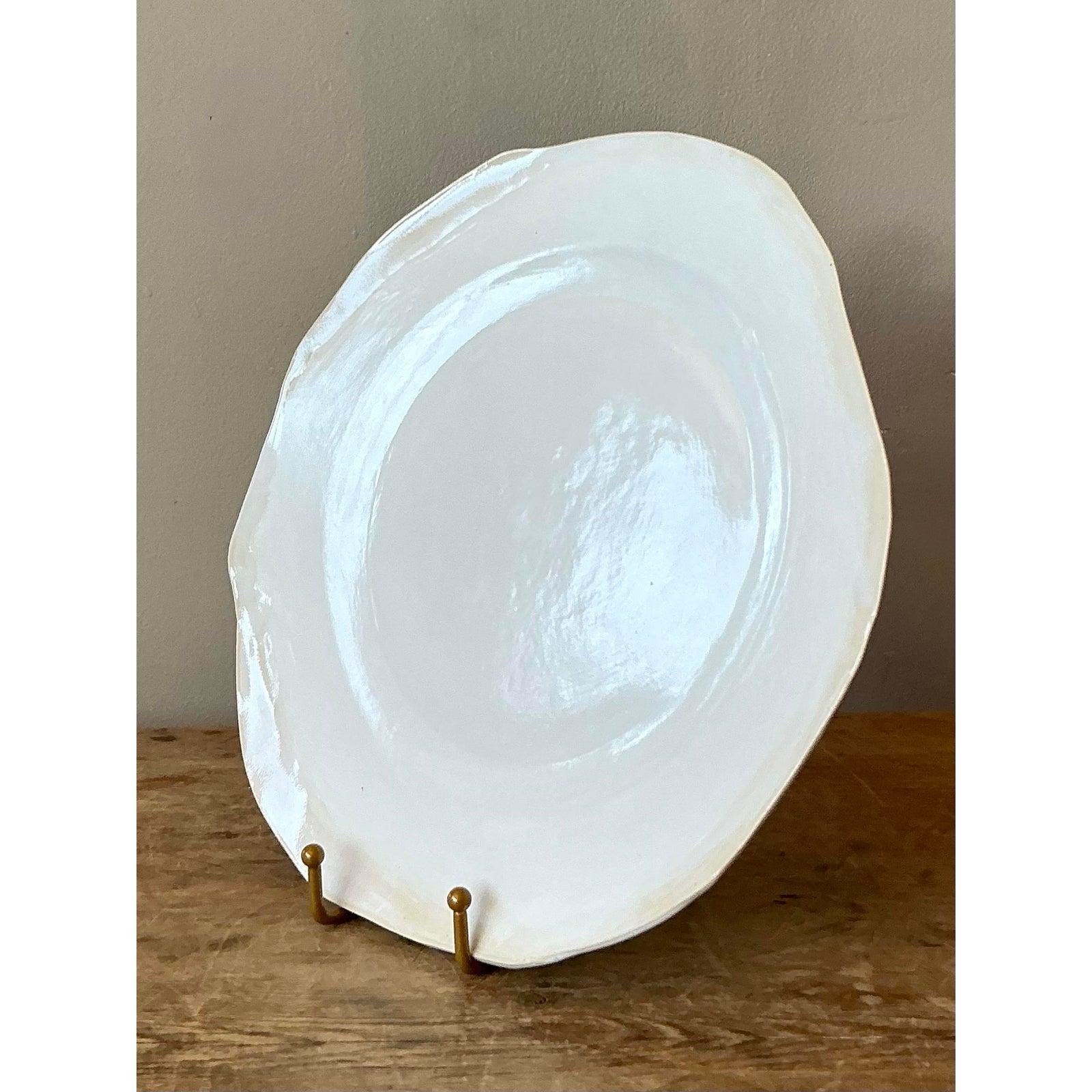 Vintage Boho Slab Built Studio Pottery Platter For Sale 1