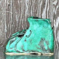 Vintage Boho Slab Built Studio Pottery Shoe Sculpture Z