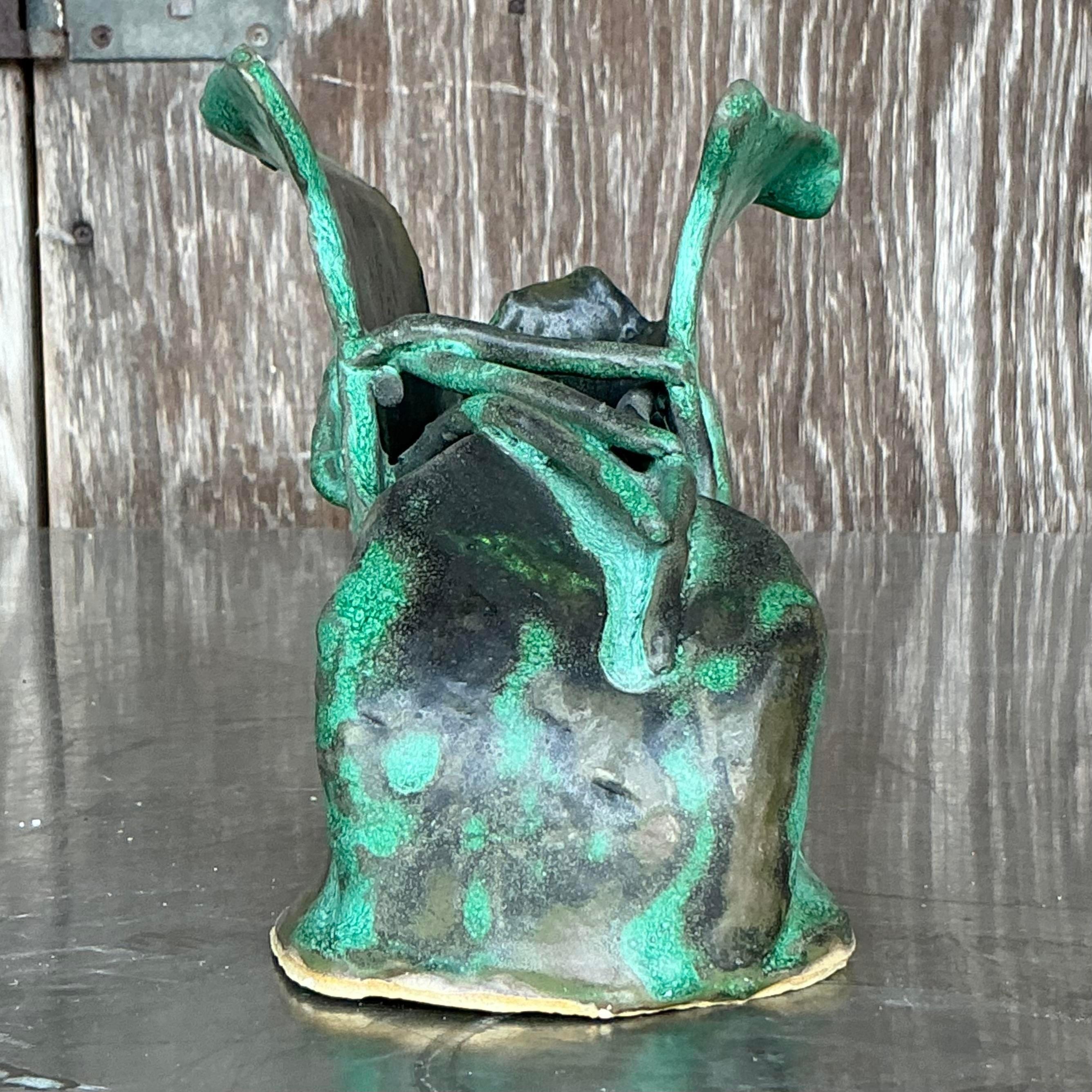 Vintage By Slab Built Studio Pottery Shoe Sculpture Z in vendita 1
