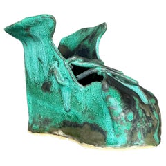 Vintage Boho Slab Built Studio Pottery Shoe Sculpture Z