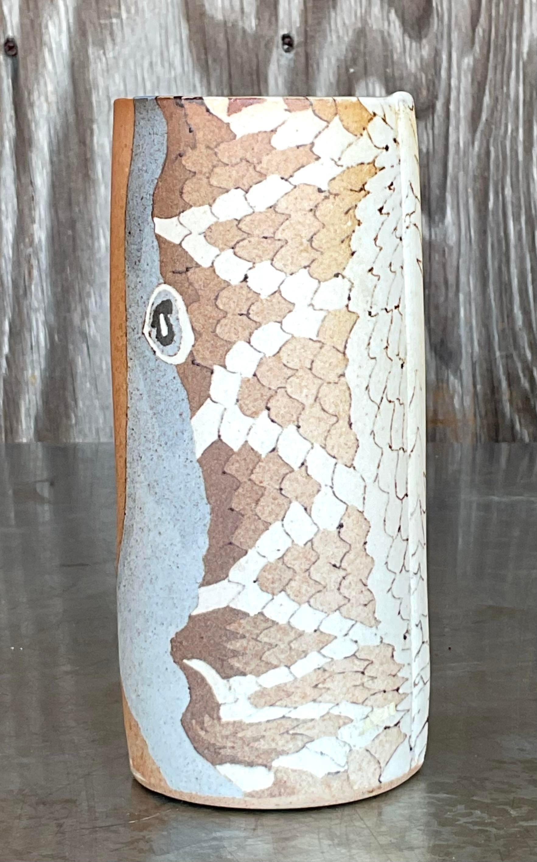 Boho-Slab Built Studio Pottery-Vase (amerikanisch) im Angebot