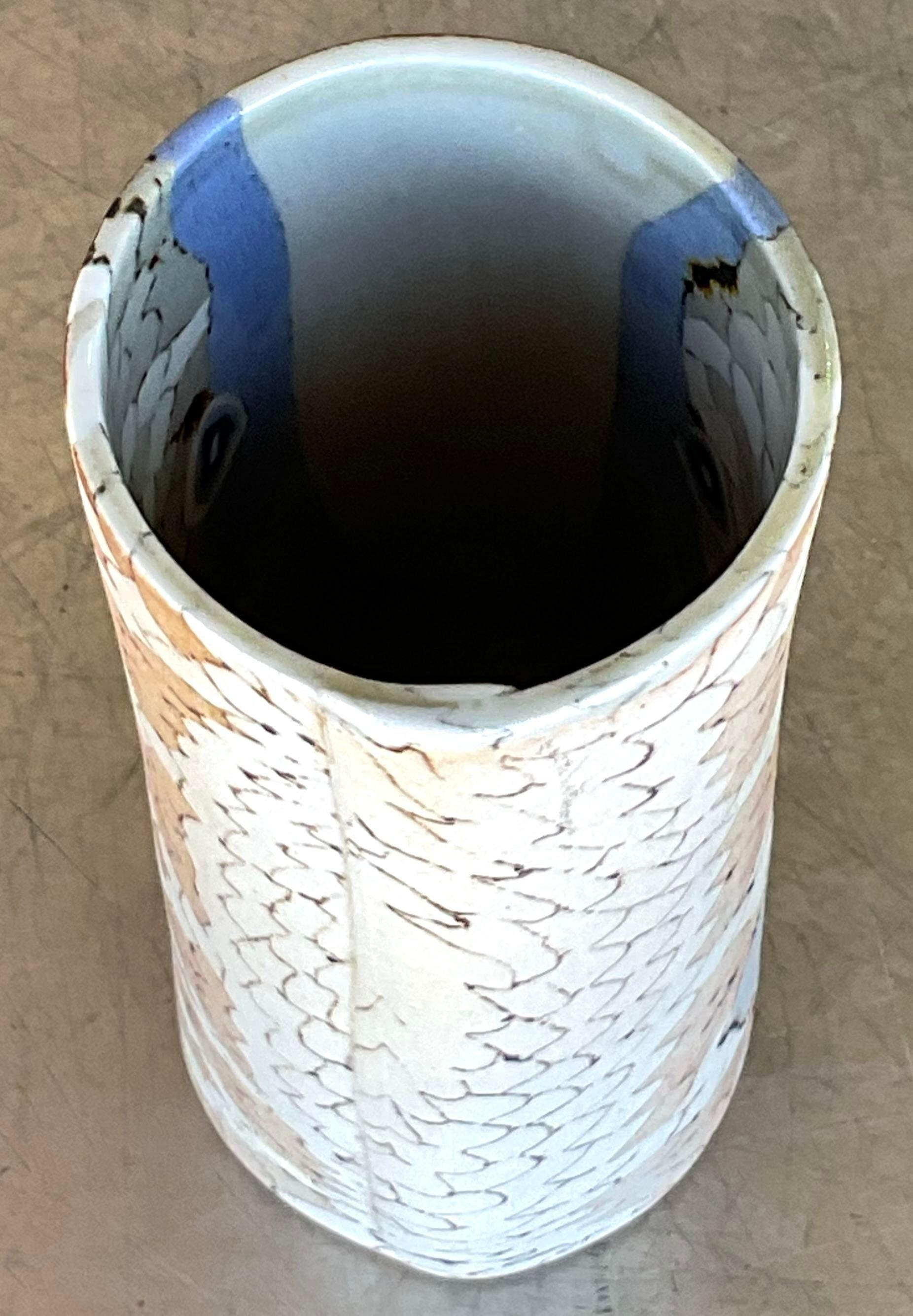 Boho-Slab Built Studio Pottery-Vase im Zustand „Gut“ im Angebot in west palm beach, FL