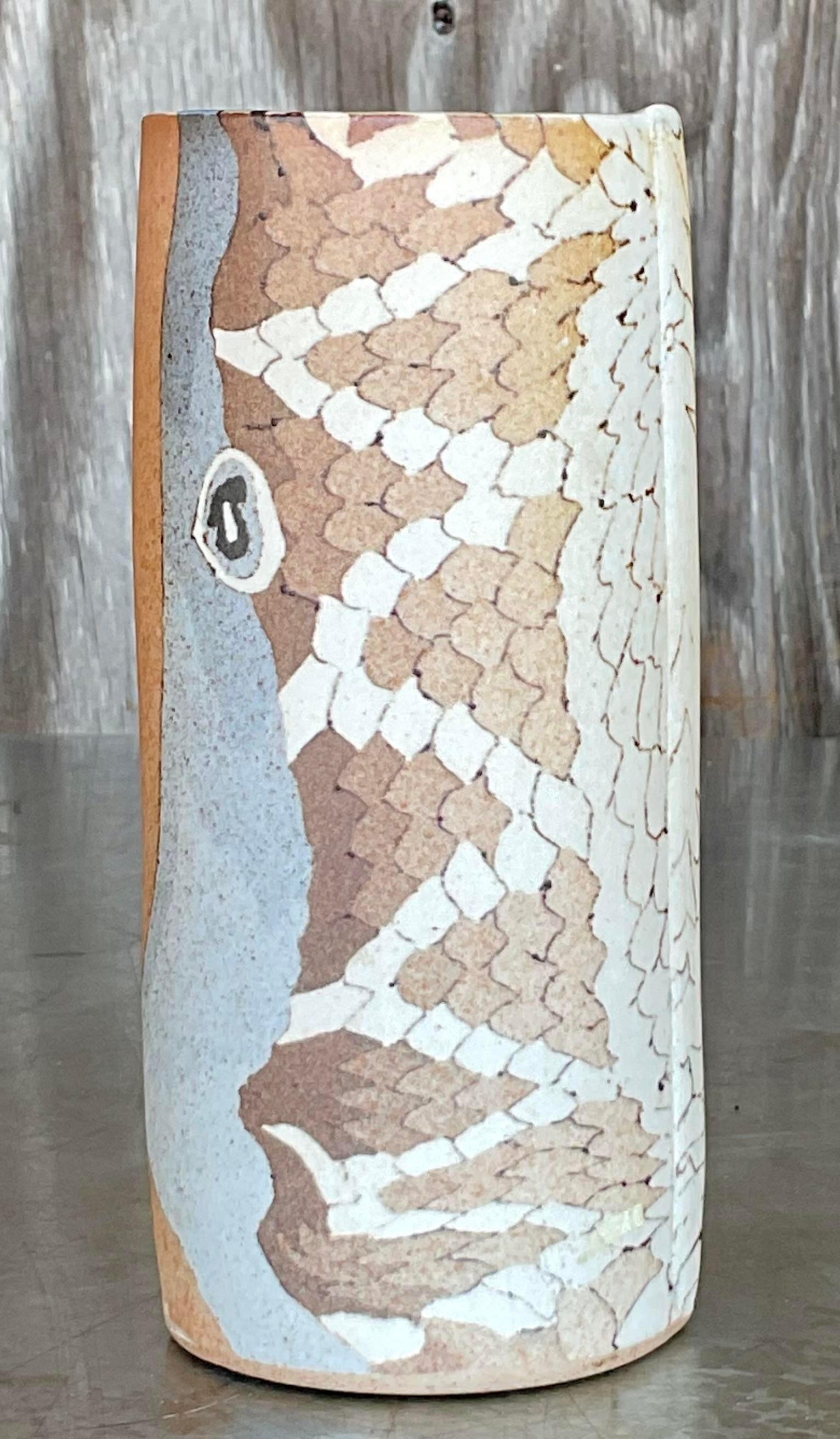 Boho-Slab Built Studio Pottery-Vase (20. Jahrhundert) im Angebot