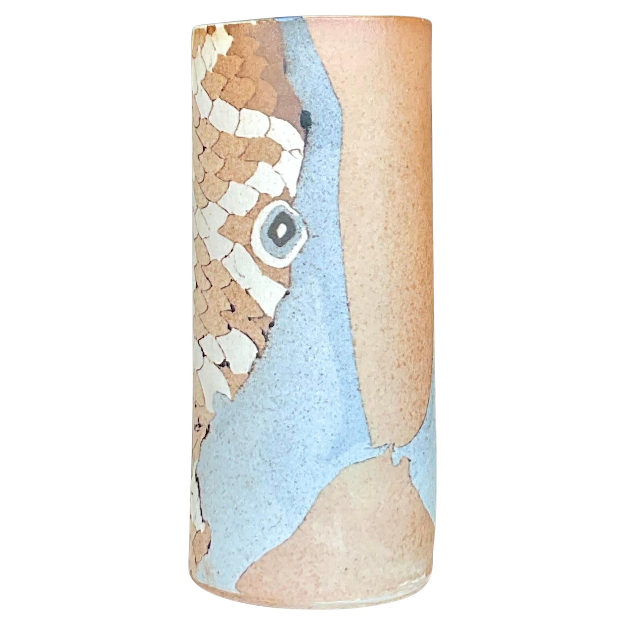 Vintage Boho Slab Built Studio Pottery Vase