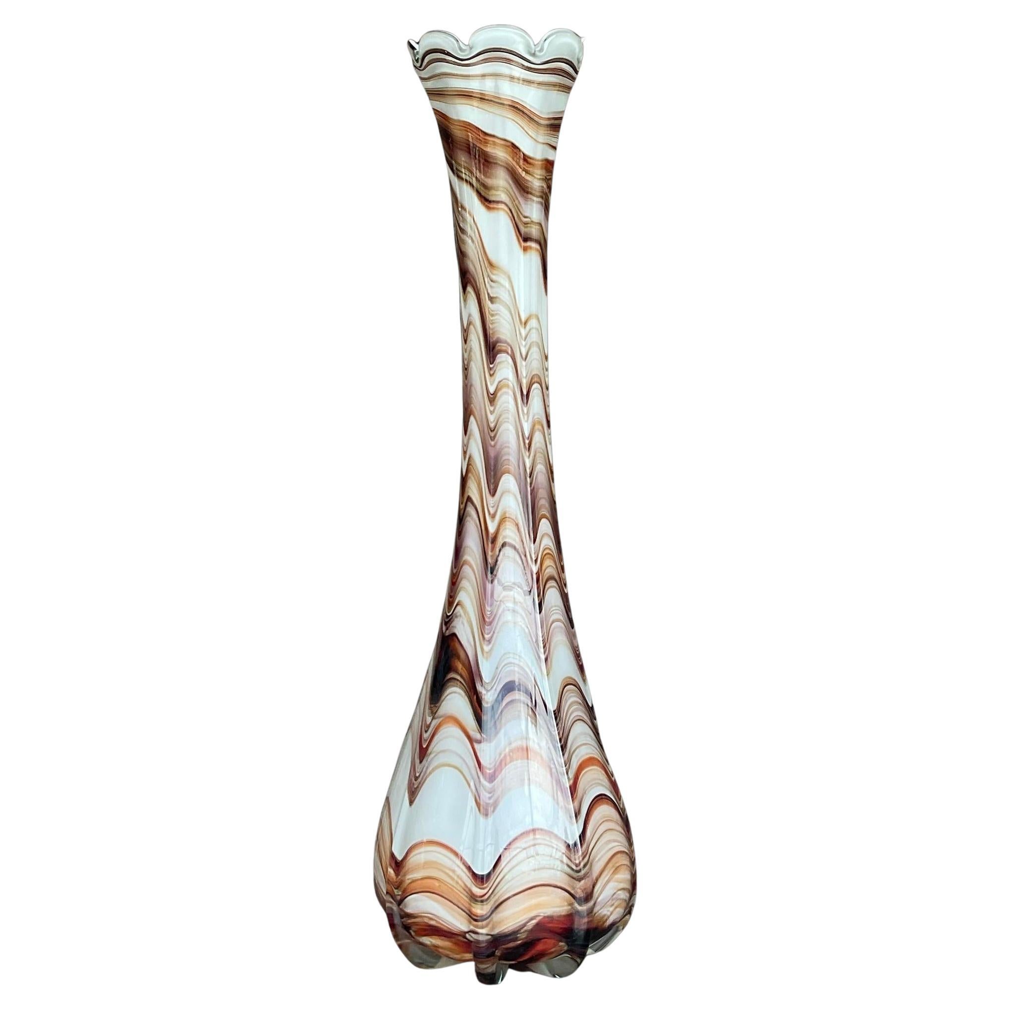 Vase tourbillonnant vintage Boho Slag Glass