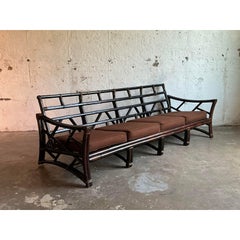 Vintage Boho Slope Arm Rattan Sofa After Ficks Reed