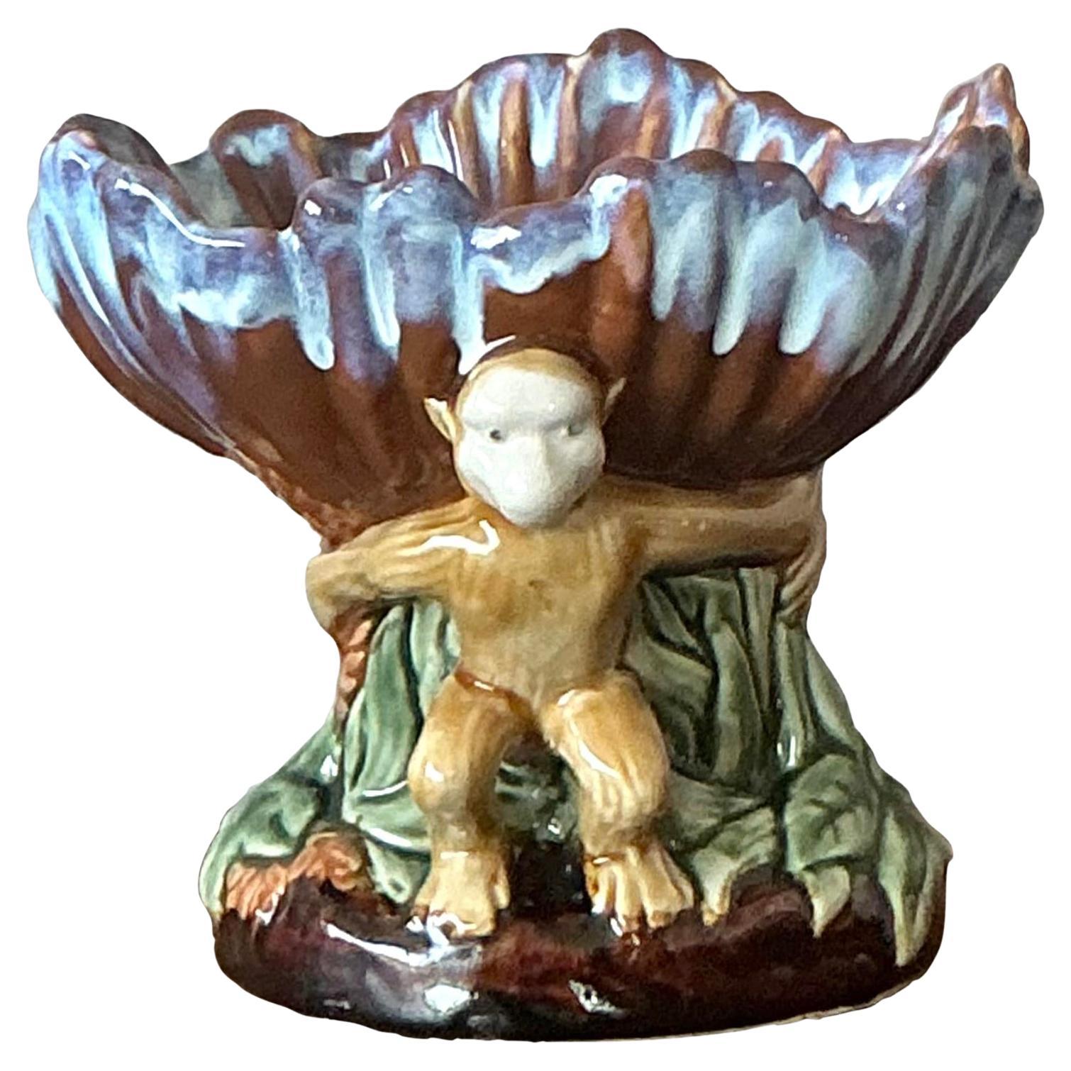 Cuenco Vintage Boho Pequeño Centro de Mesa de Cerámica Esmaltada