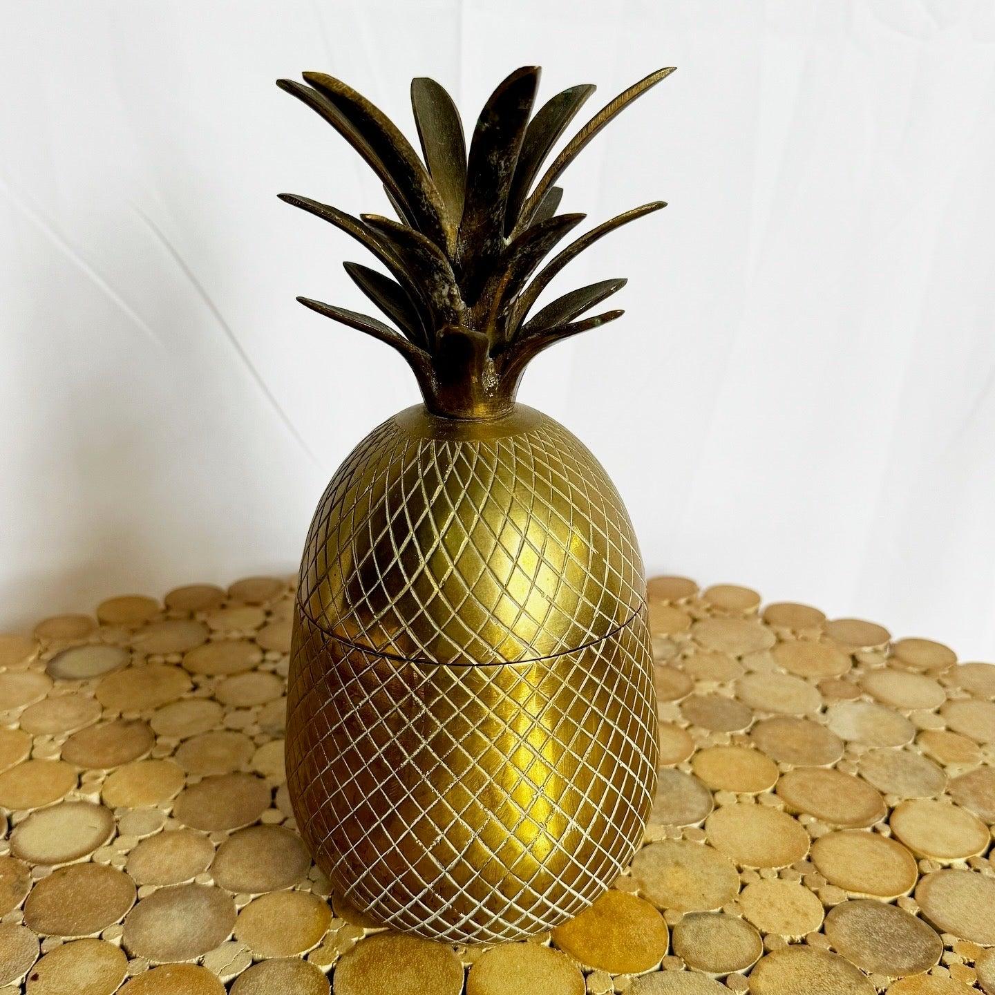 Indian Vintage Boho Sold Brass Pineapple Container For Sale