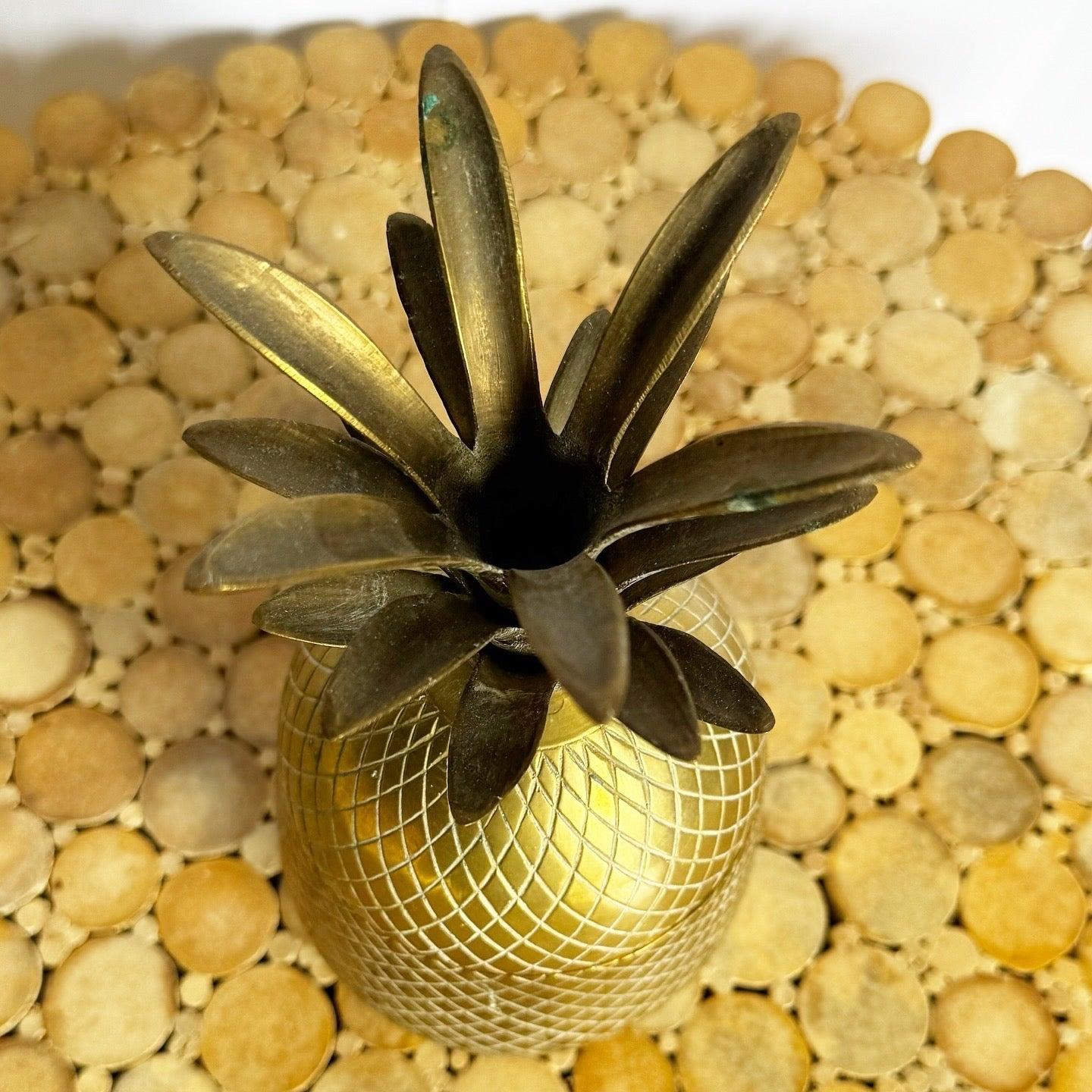 Vintage Boho Sold Brass Pineapple Container For Sale 1