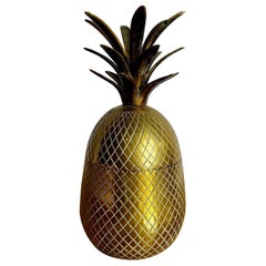 Vintage Boho Sold Brass Pineapple Container