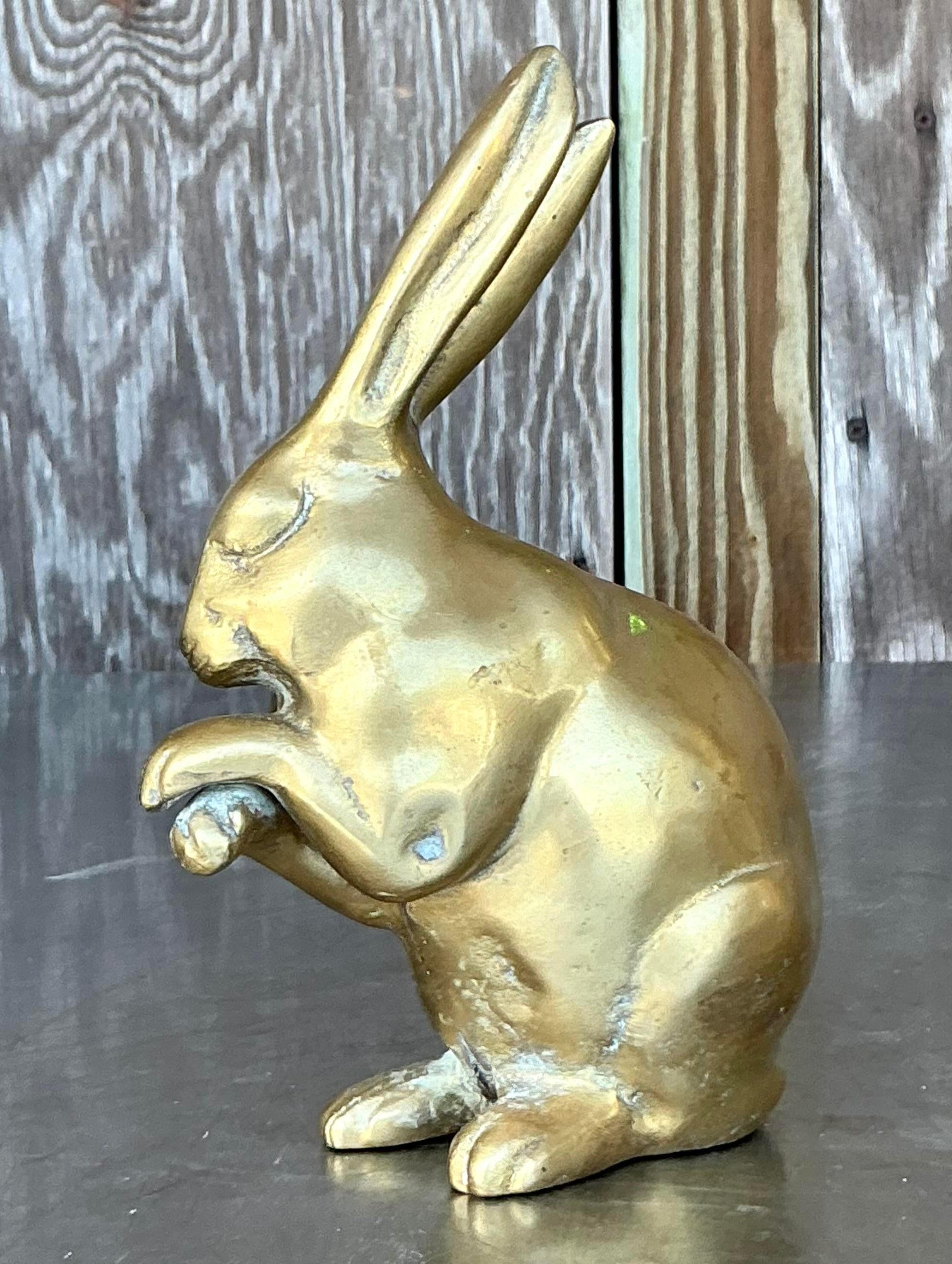 20ième siècle Lapin Vintage Boho en laiton massif en vente