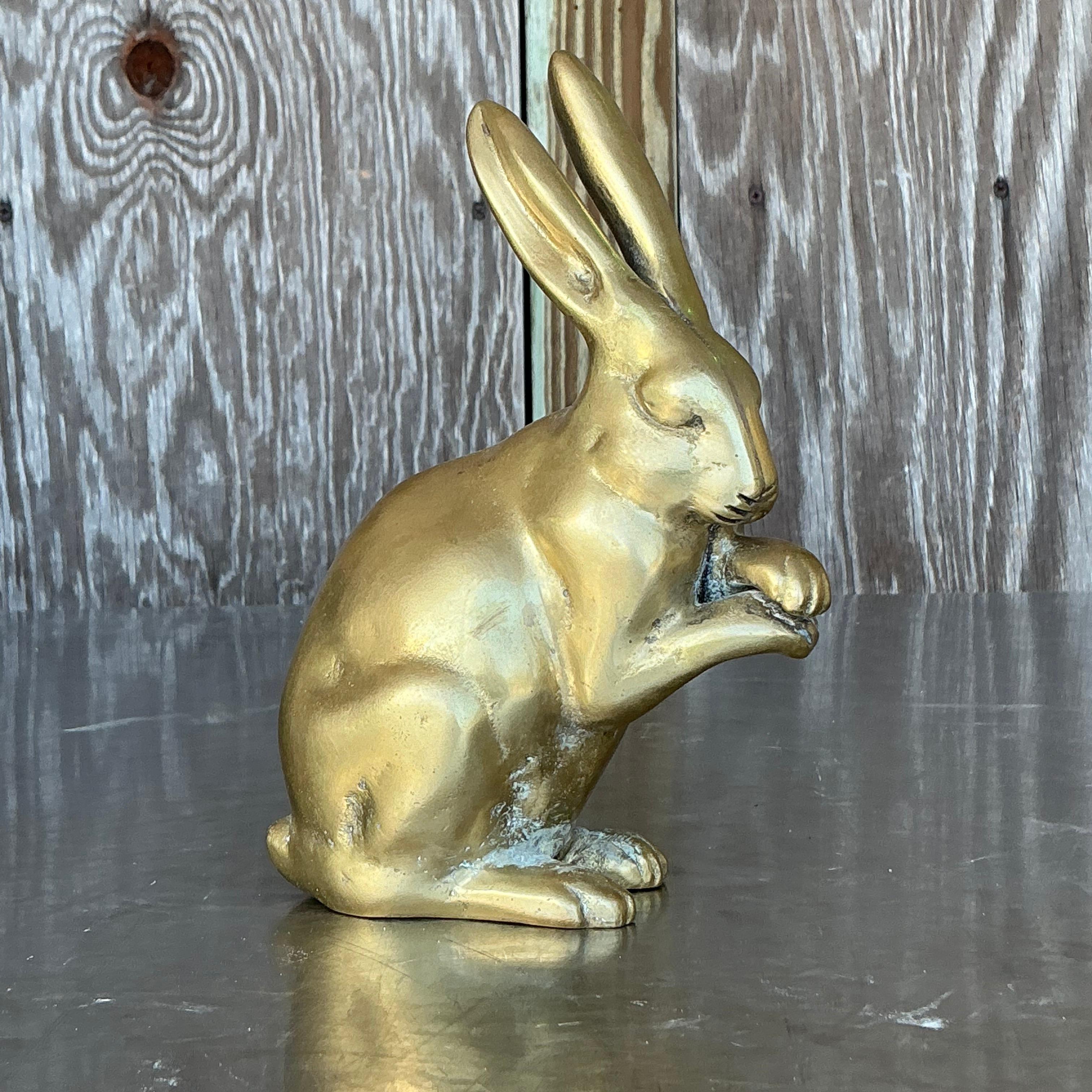 Laiton Lapin Vintage Boho en laiton massif en vente