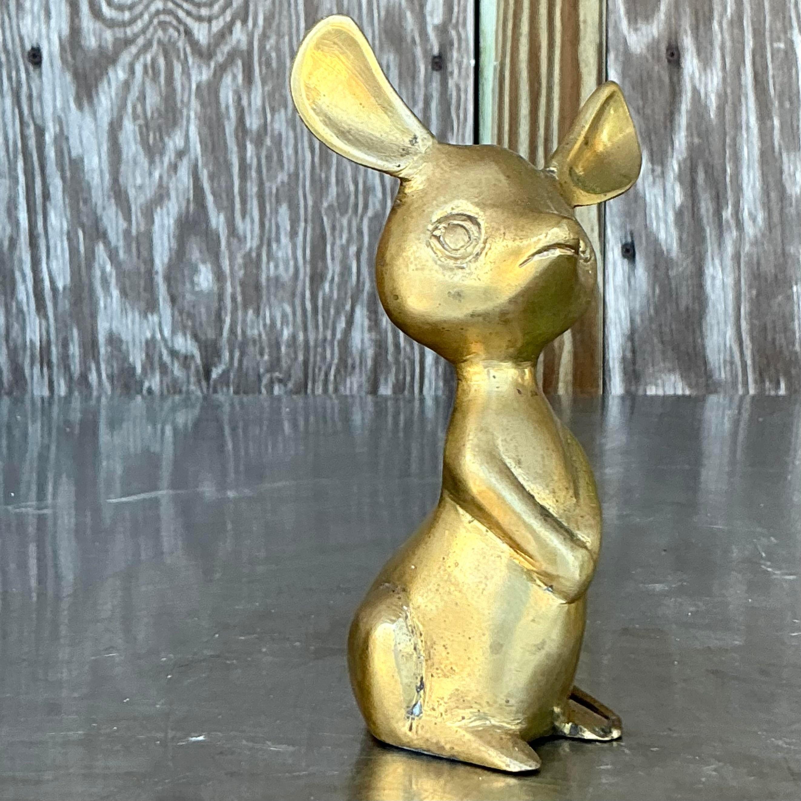 20ième siècle Souris Vintage Boho en laiton massif en vente