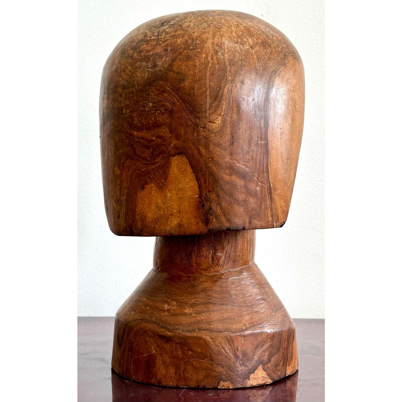 Filippino Busto intagliato in legno massiccio vintage Boho in vendita