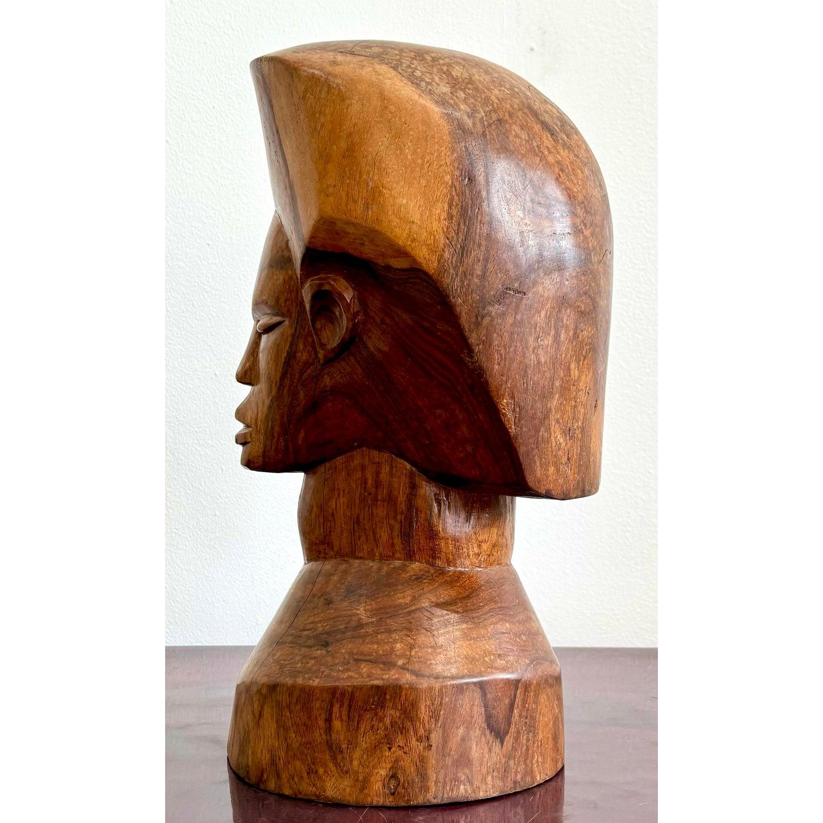 XX secolo Busto intagliato in legno massiccio vintage Boho in vendita