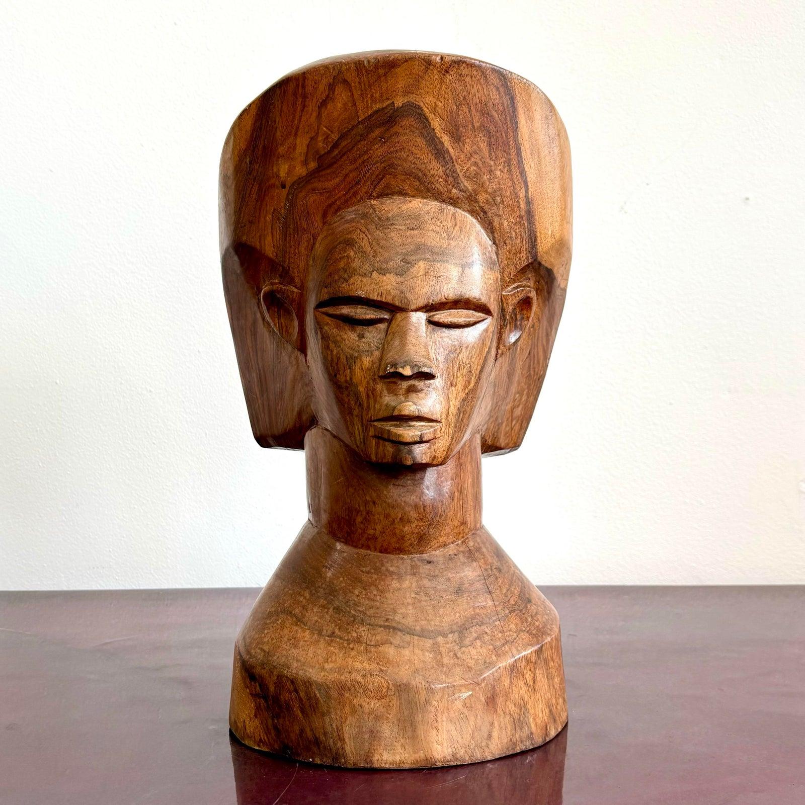 Legno Busto intagliato in legno massiccio vintage Boho in vendita