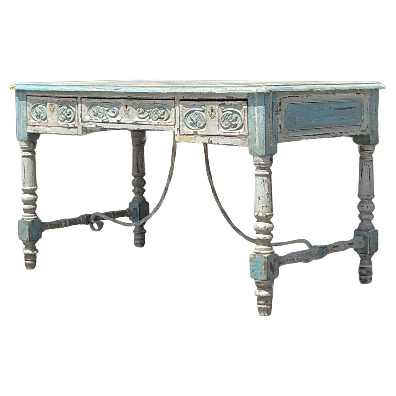 Scrivania vintage Boho spagnola intagliata a mano