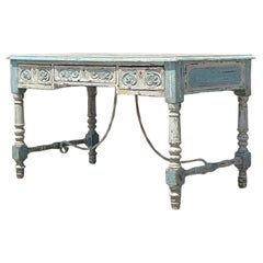 Vintage Boho Spanish Hand Carved Writing Desk